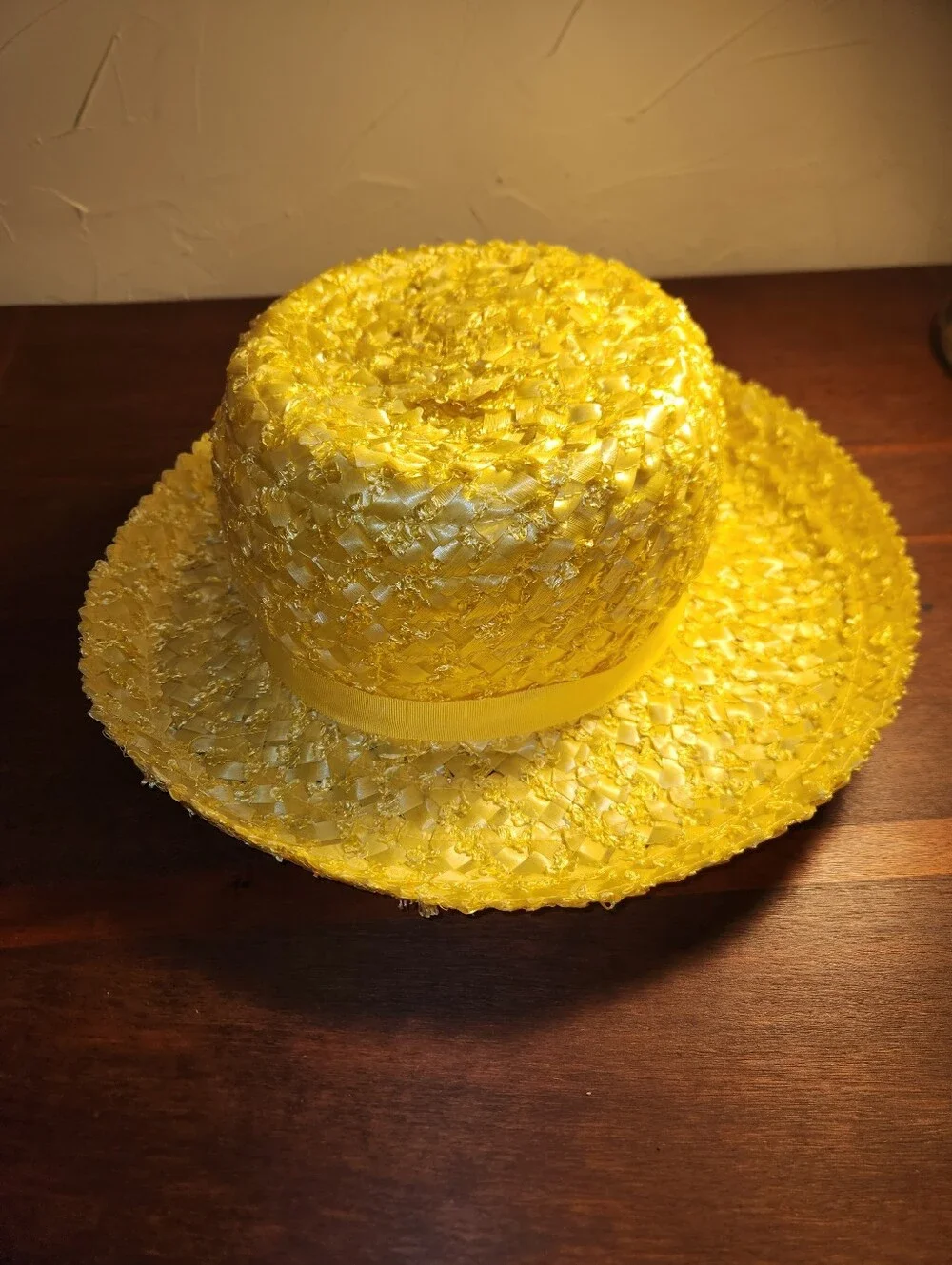 Royce Bright Yellow Woven Ribbon Sun Hat